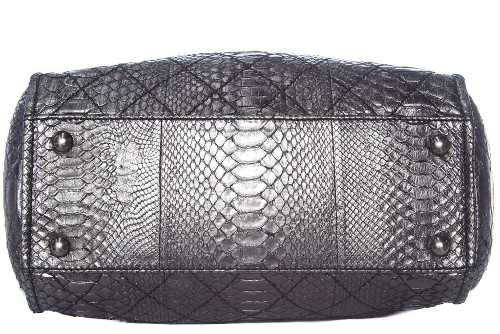 Chanel Gunmetal Python Bowler RHW Handbag
