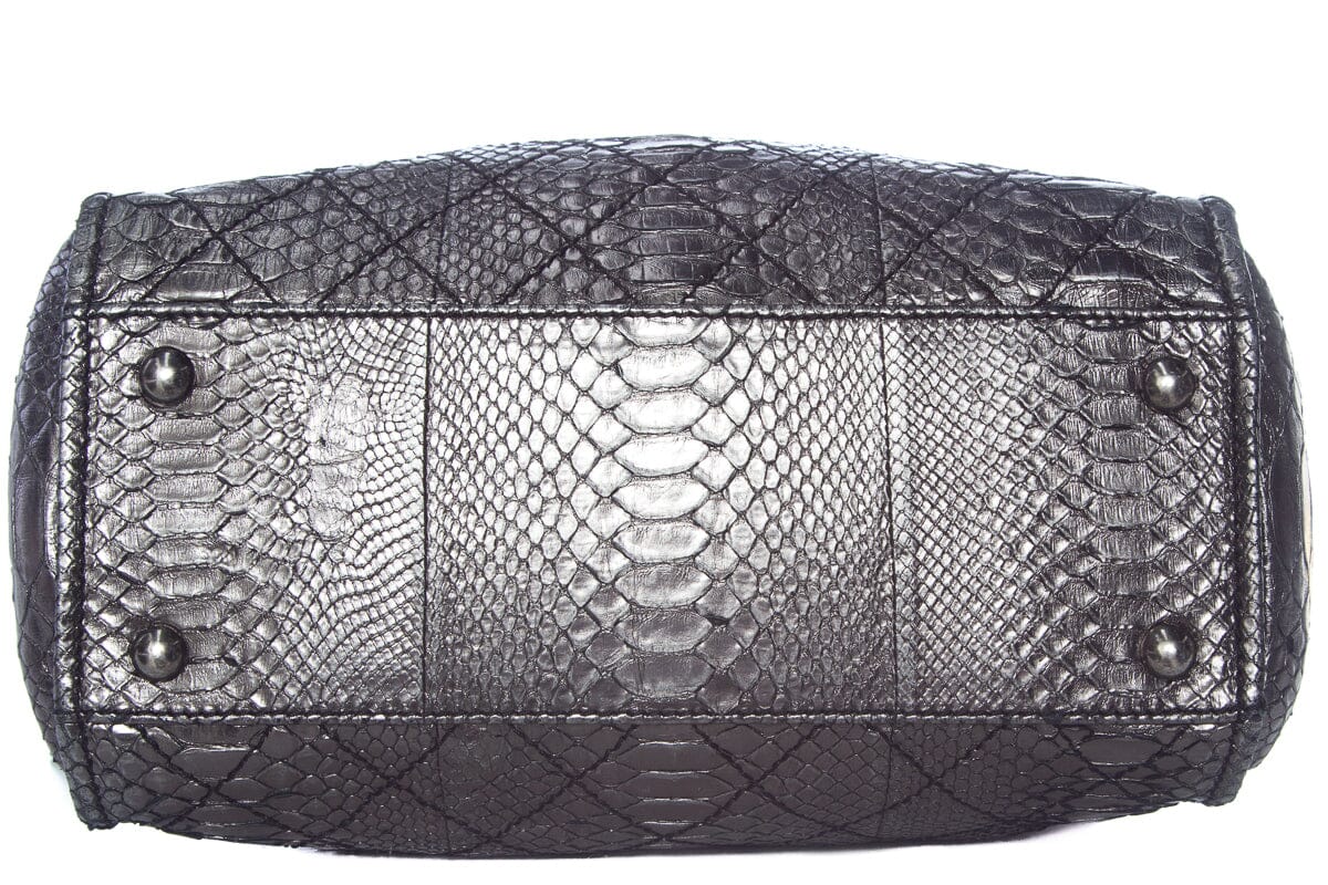 Chanel Gunmetal Python Bowler RHW Handbag