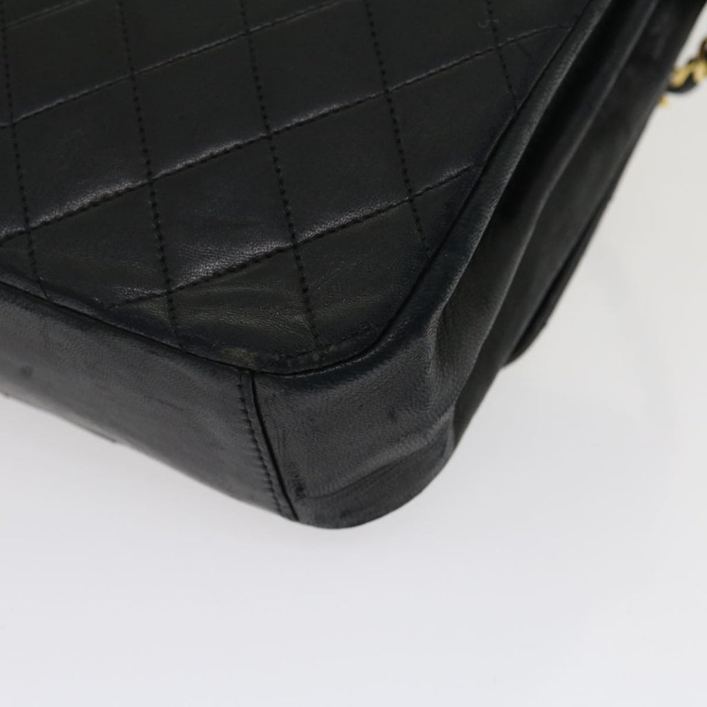 CHANEL Matelasse Chain Flap Shoulder Bag Lamb Skin Black CC  bs1447A