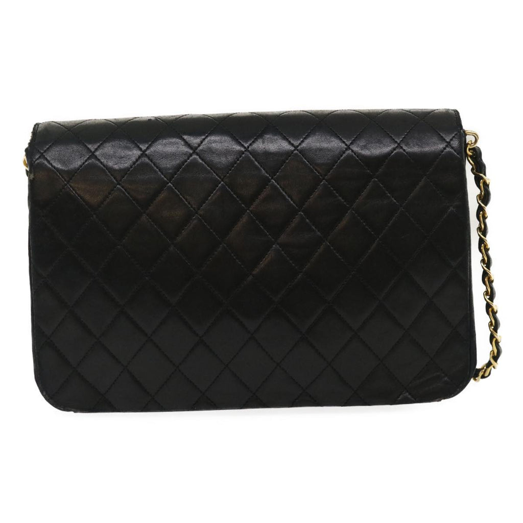 CHANEL Matelasse Chain Flap Shoulder Bag Lamb Skin Black CC  bs1447A