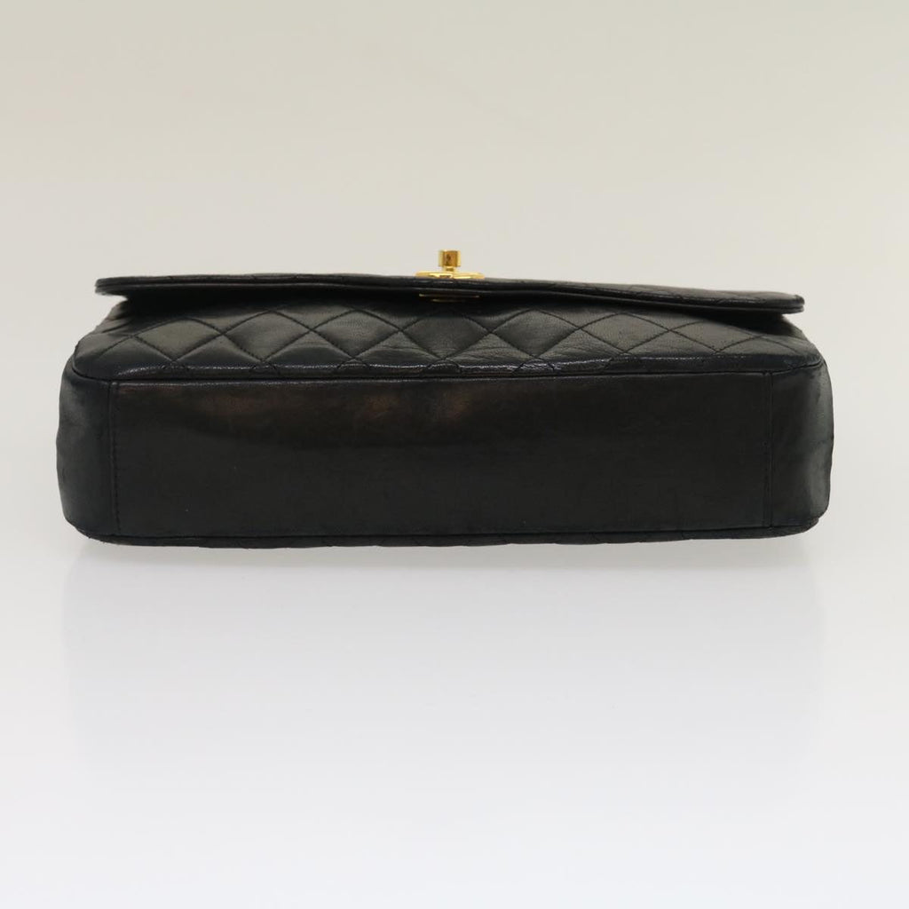 CHANEL Matelasse Chain Flap Shoulder Bag Lamb Skin Black CC  bs1447A
