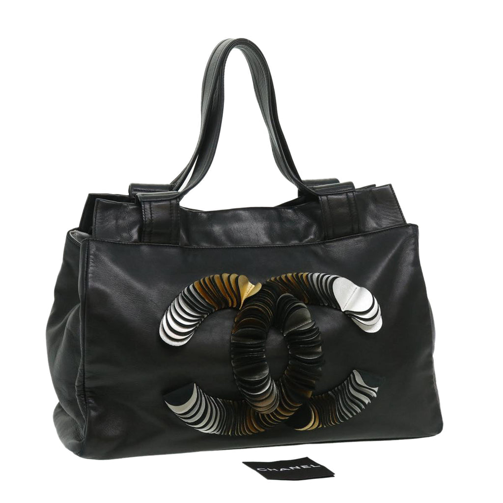 CHANEL COCO Mark Tote Bag Lamb Skin Black CC  bs1448A