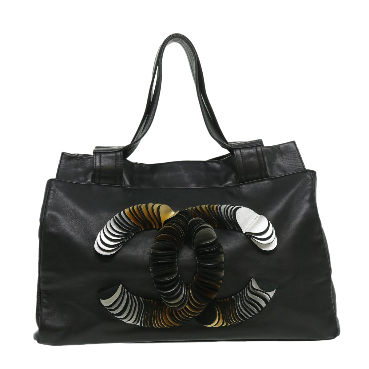 CHANEL COCO Mark Tote Bag Lamb Skin Black CC  bs1448A