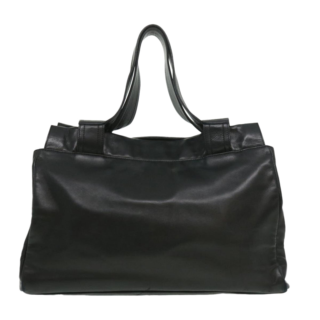 CHANEL COCO Mark Tote Bag Lamb Skin Black CC Auth bs1448A