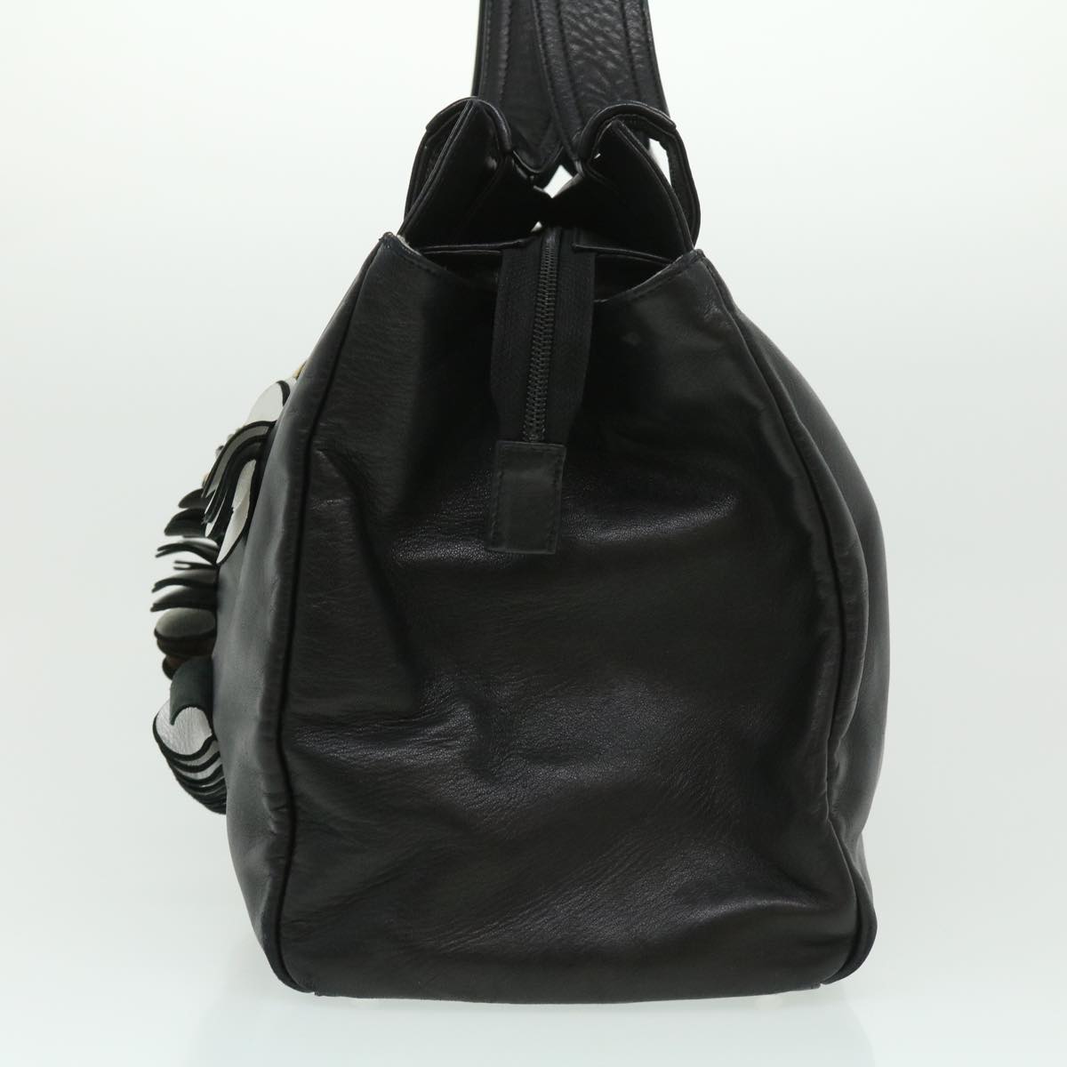 CHANEL COCO Mark Tote Bag Lamb Skin Black CC Auth bs1448A
