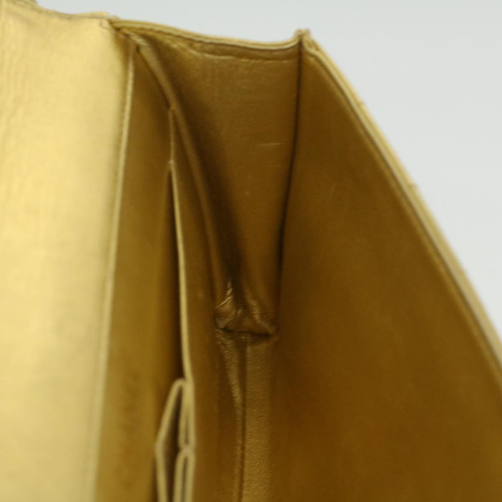 CHANEL Choco Bar line Chain Shoulder Bag Leather Gold CC  bs3477A
