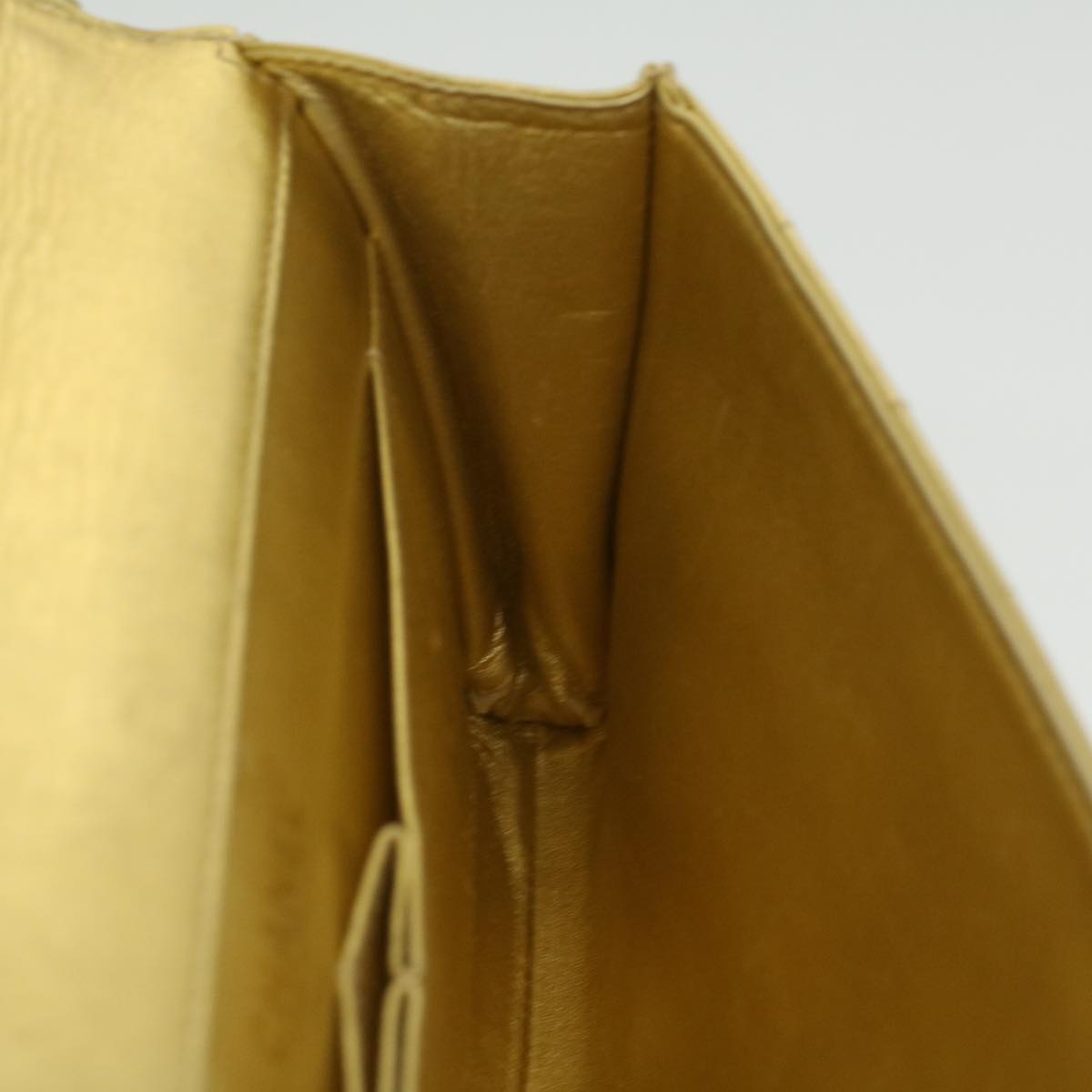 CHANEL Choco Bar line Chain Shoulder Bag Leather Gold CC  bs3477A