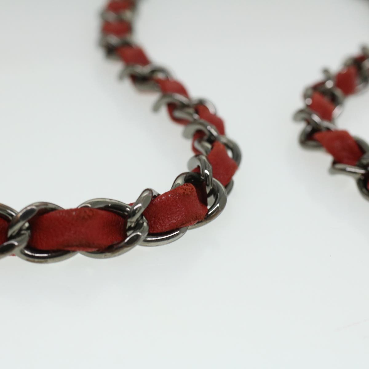 CHANEL Chain Shoulder Bag Lamb Skin Red CC  bs3636A