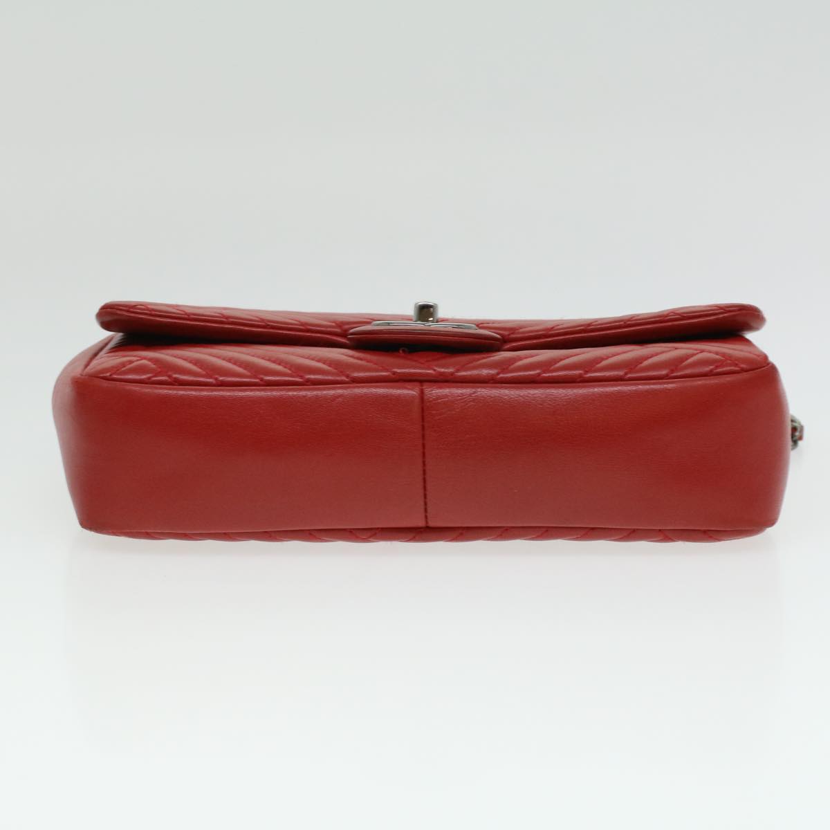CHANEL Chain Shoulder Bag Lamb Skin Red CC  bs3636A