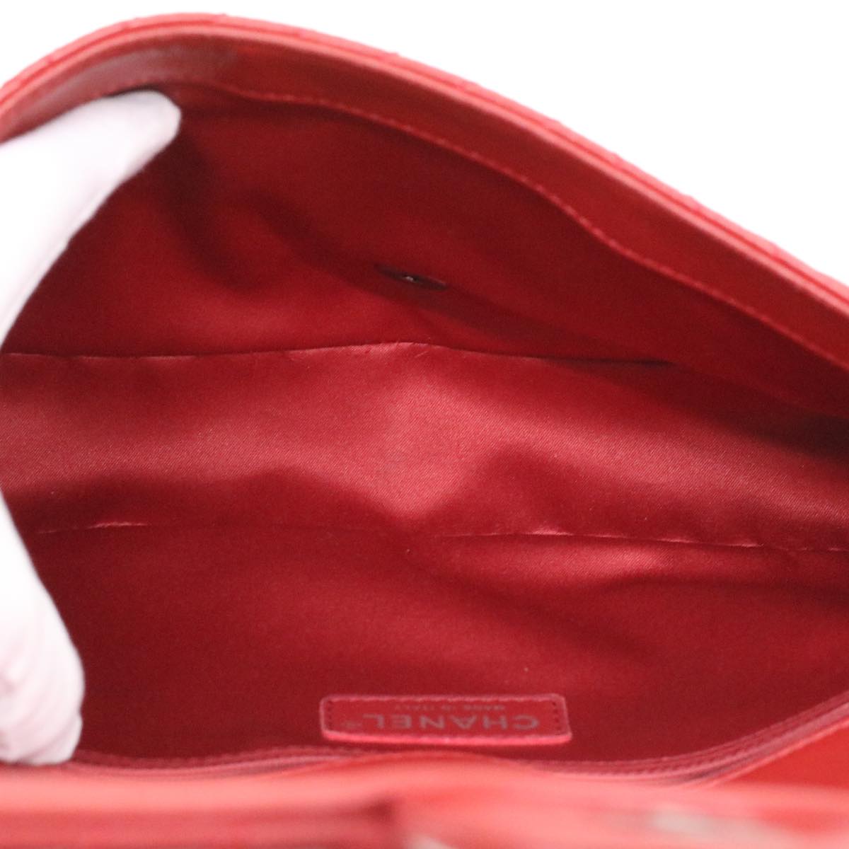 CHANEL Chain Shoulder Bag Lamb Skin Red CC  bs3636A