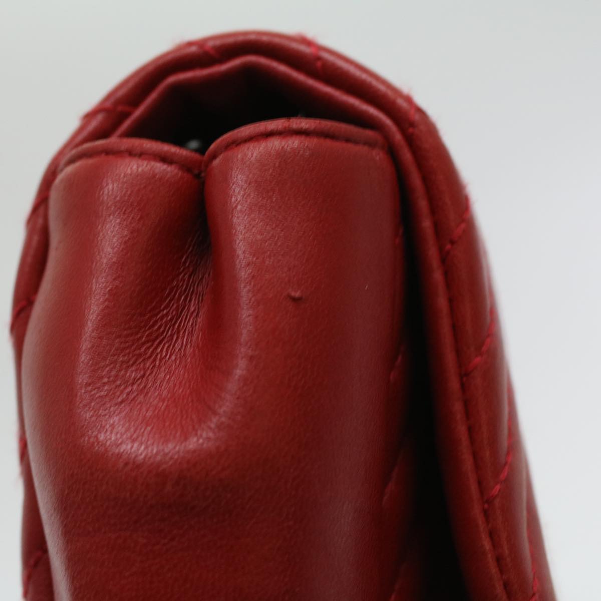 CHANEL Chain Shoulder Bag Lamb Skin Red CC  bs3636A