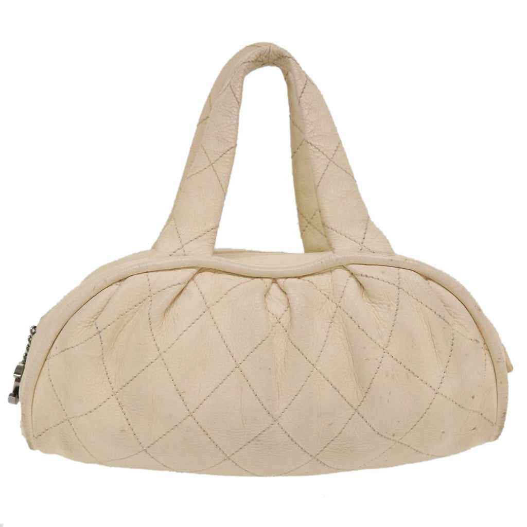 CHANEL Hand Bag Caviar Skin White CC  bs4111
