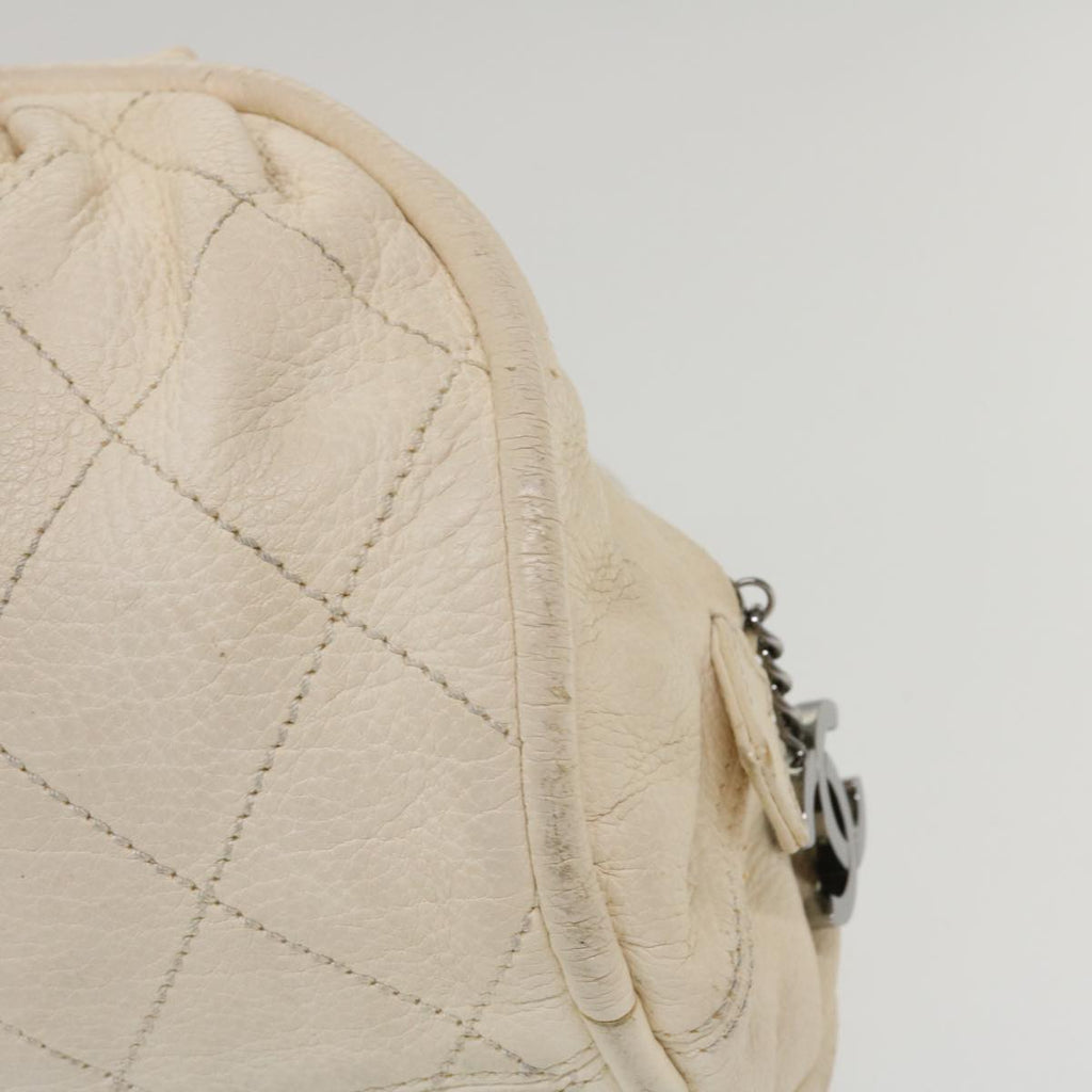 CHANEL Hand Bag Caviar Skin White CC  bs4111