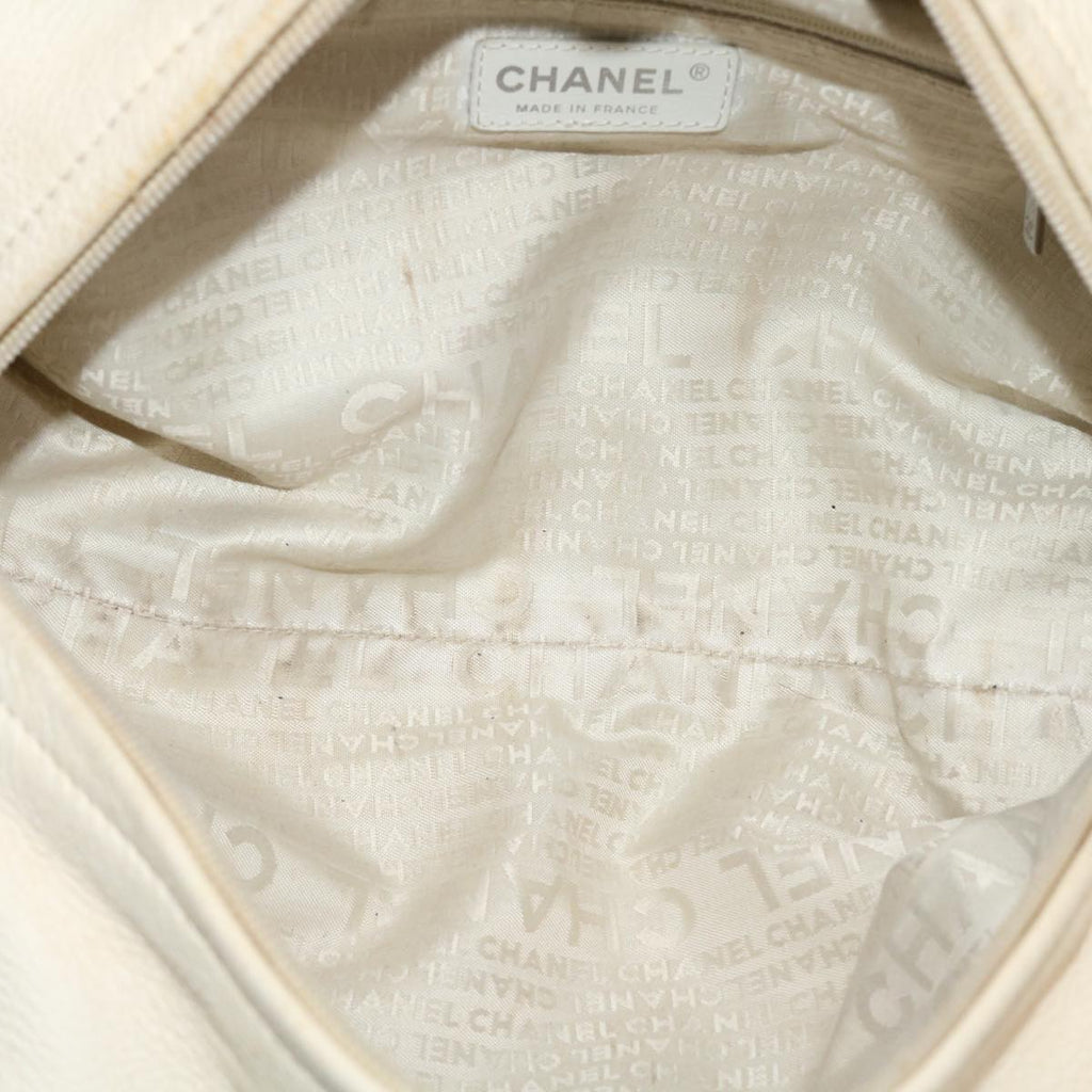 CHANEL Hand Bag Caviar Skin White CC  bs4111