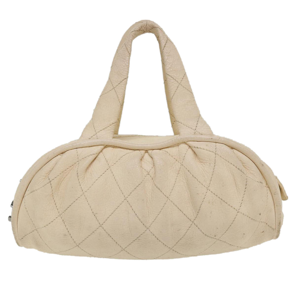 CHANEL Hand Bag Caviar Skin White CC  bs4111