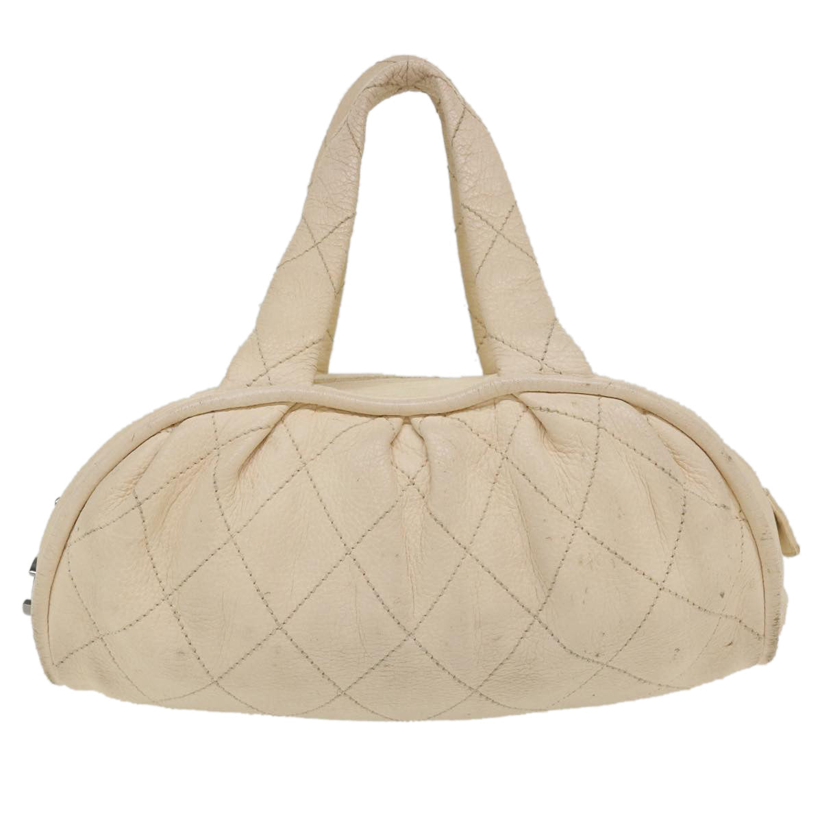 CHANEL Hand Bag Caviar Skin White CC  bs4111