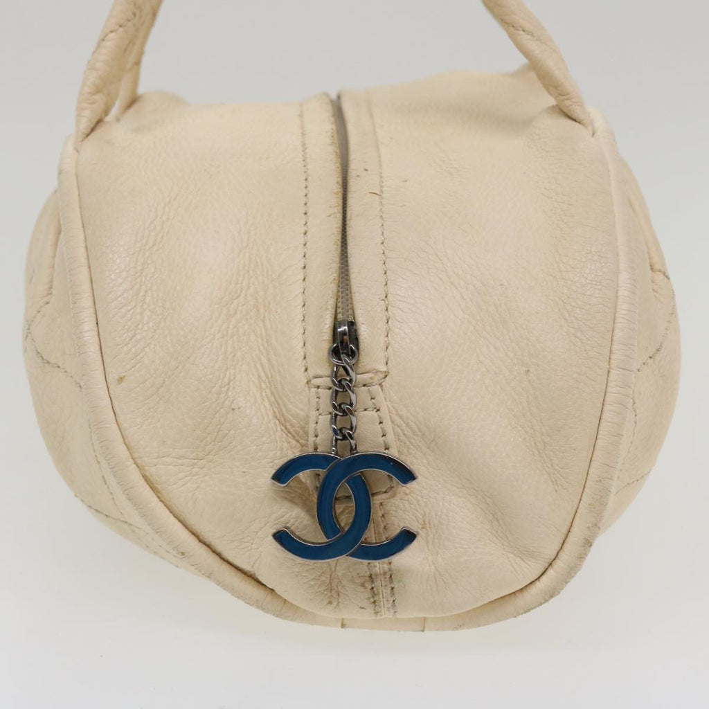 CHANEL Hand Bag Caviar Skin White CC  bs4111