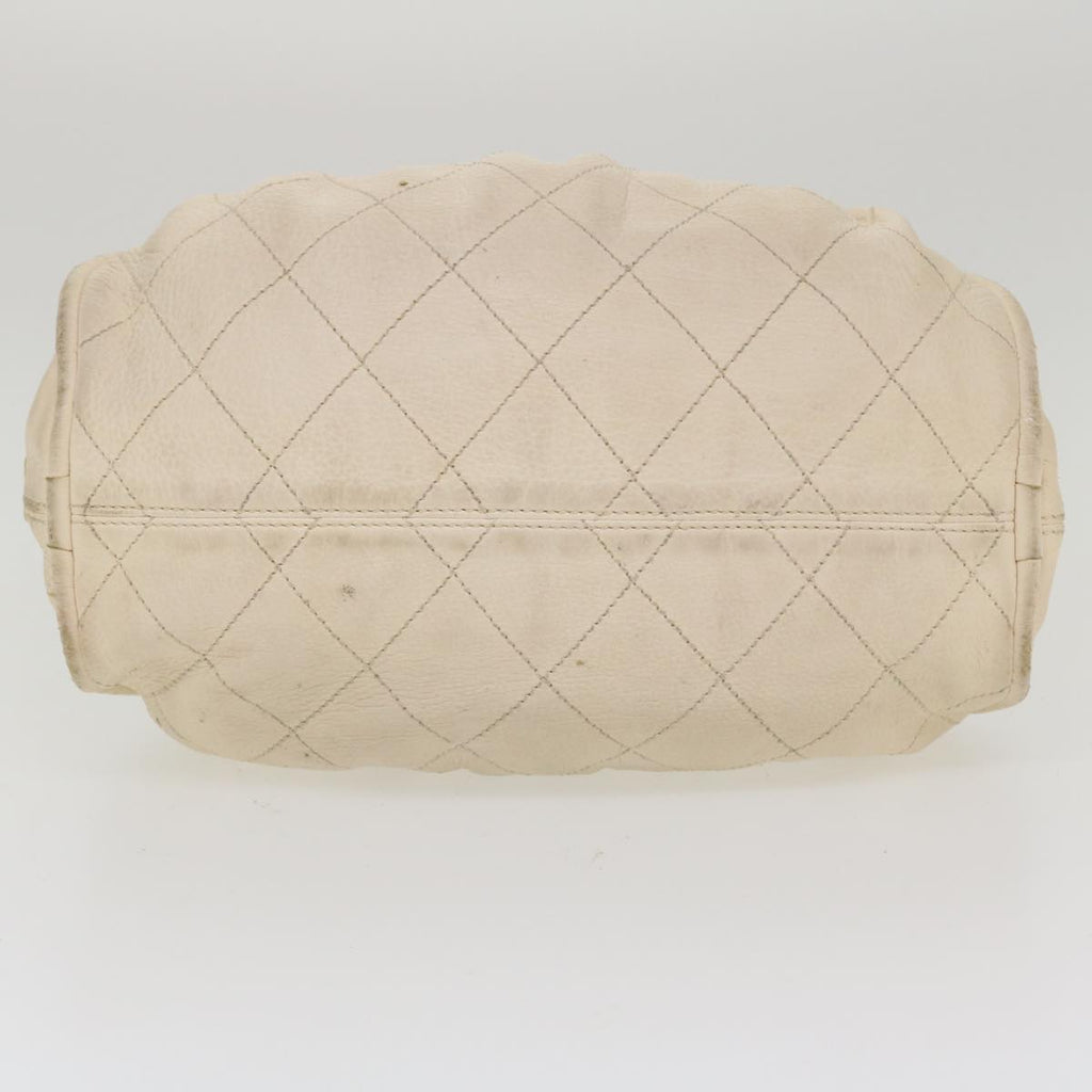 CHANEL Hand Bag Caviar Skin White CC  bs4111