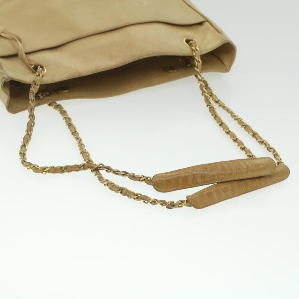 CHANEL Chain Shoulder Bag Lamb Skin Beige CC  bs4112