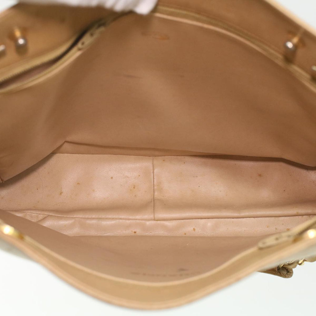 CHANEL Chain Shoulder Bag Lamb Skin Beige CC  bs4112