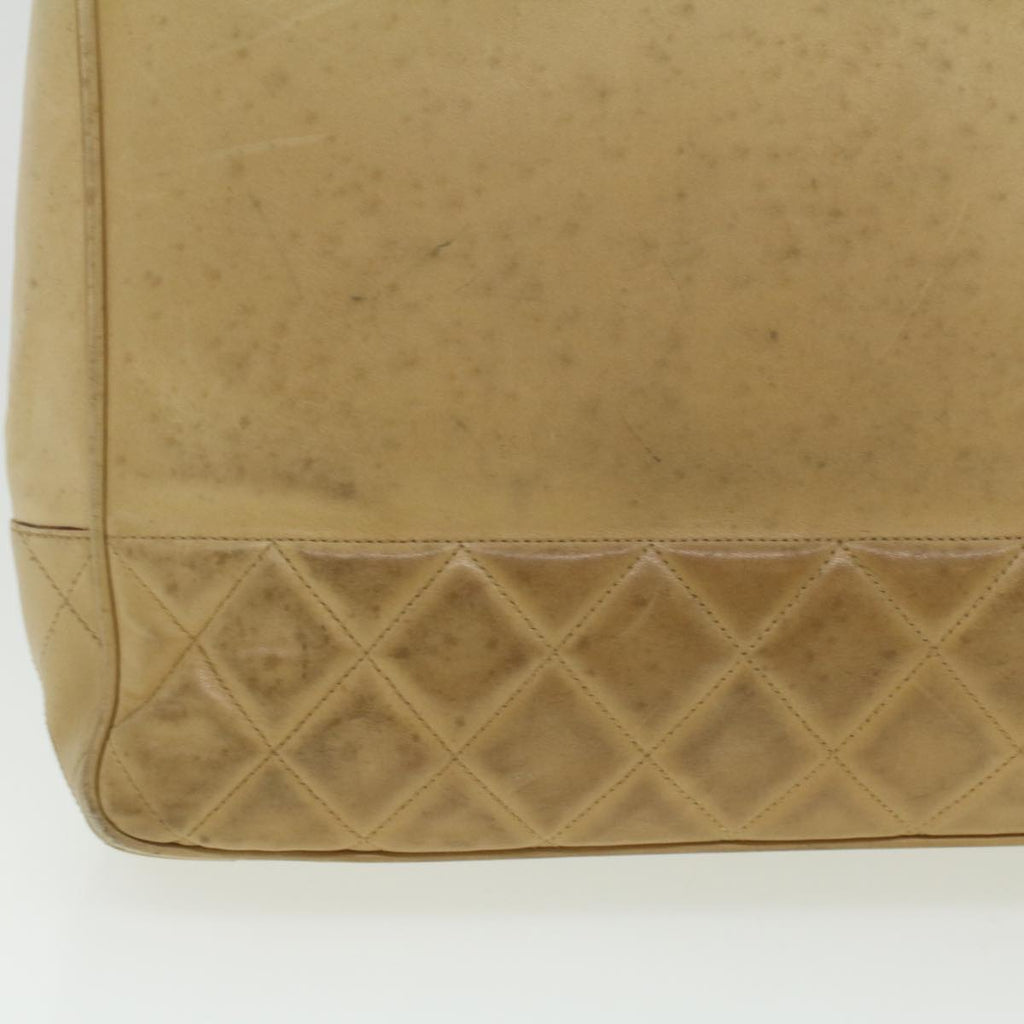 CHANEL Chain Shoulder Bag Lamb Skin Beige CC  bs4112