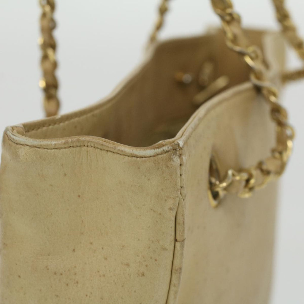 CHANEL Chain Shoulder Bag Lamb Skin Beige CC  bs4112