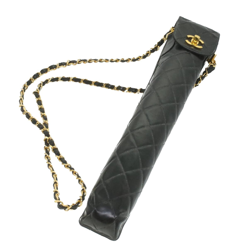 CHANEL Matelasse Chain Shoulder Bag Enamel Black CC  bs4141