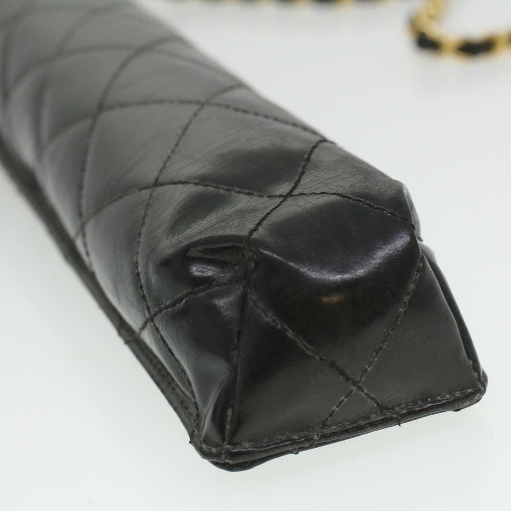 CHANEL Matelasse Chain Shoulder Bag Enamel Black CC  bs4141