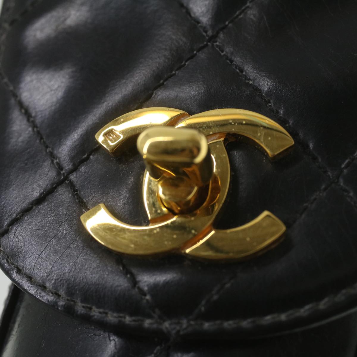CHANEL Matelasse Chain Shoulder Bag Enamel Black CC  bs4141