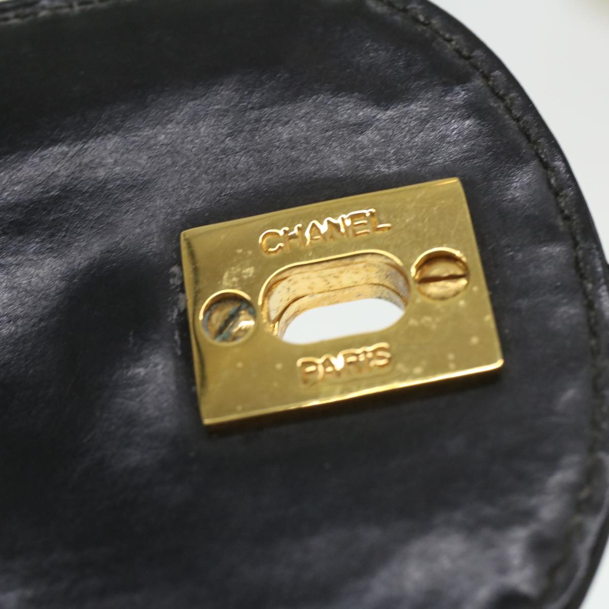 CHANEL Matelasse Chain Shoulder Bag Enamel Black CC  bs4141