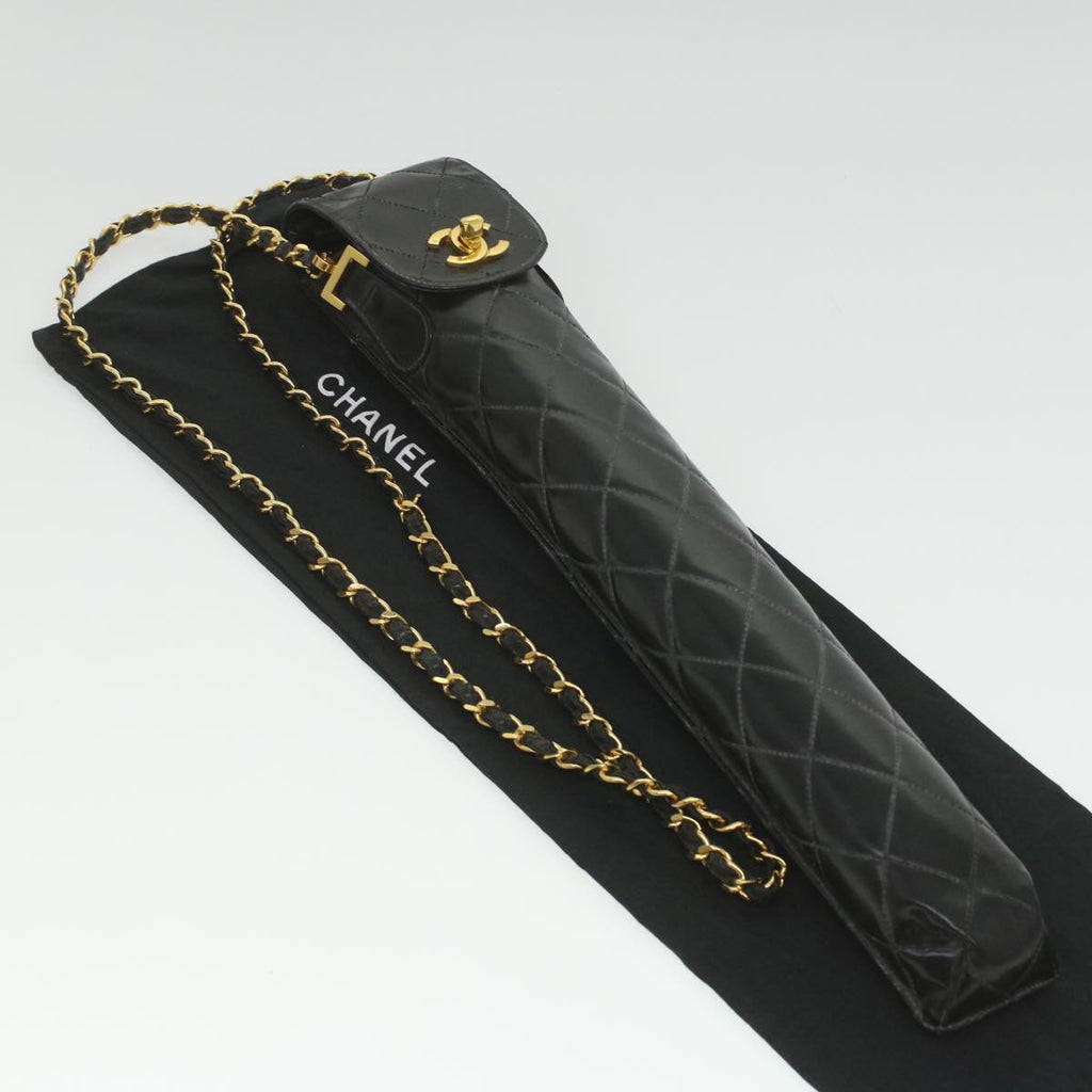 CHANEL Matelasse Chain Shoulder Bag Enamel Black CC  bs4141