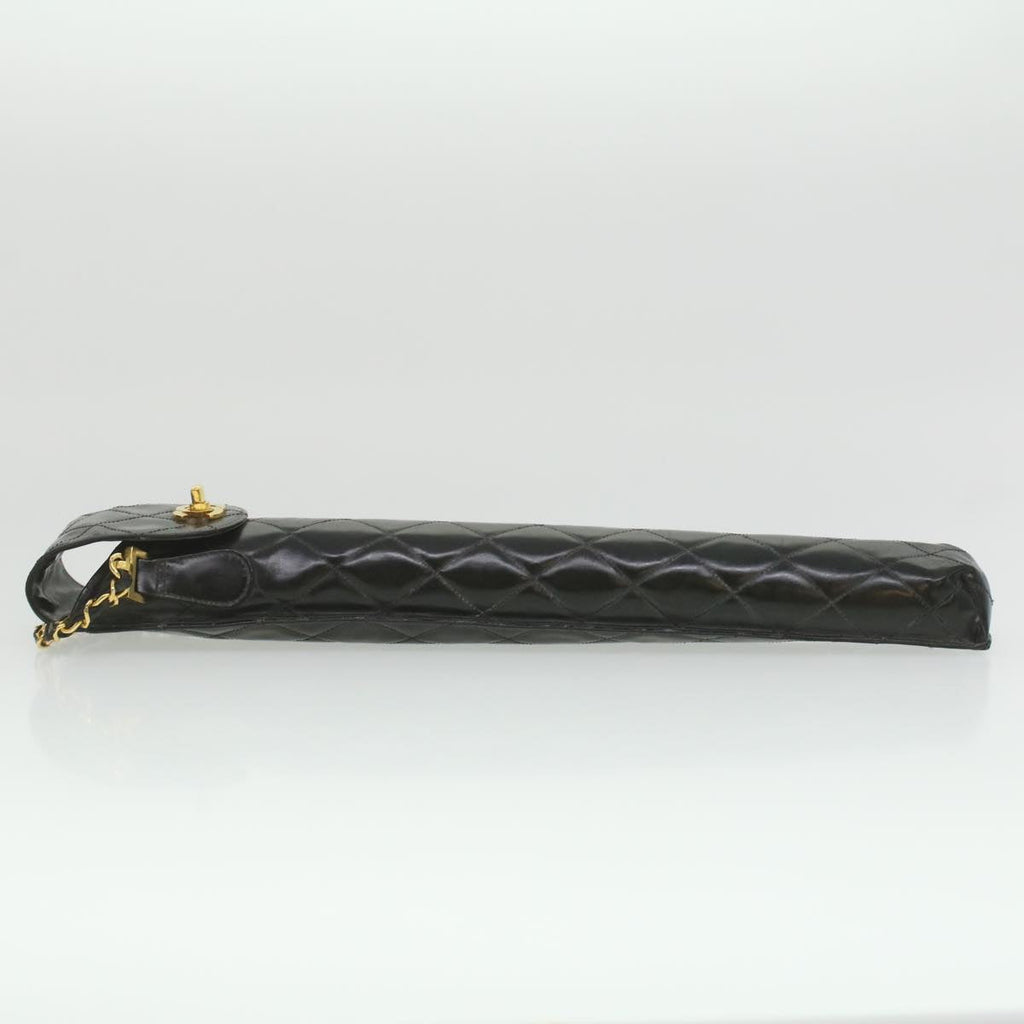 CHANEL Matelasse Chain Shoulder Bag Enamel Black CC  bs4141