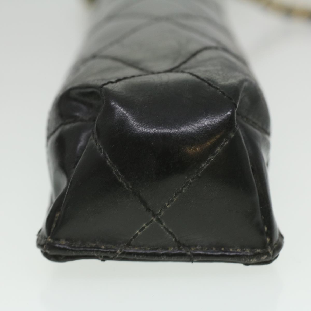 CHANEL Matelasse Chain Shoulder Bag Enamel Black CC  bs4141