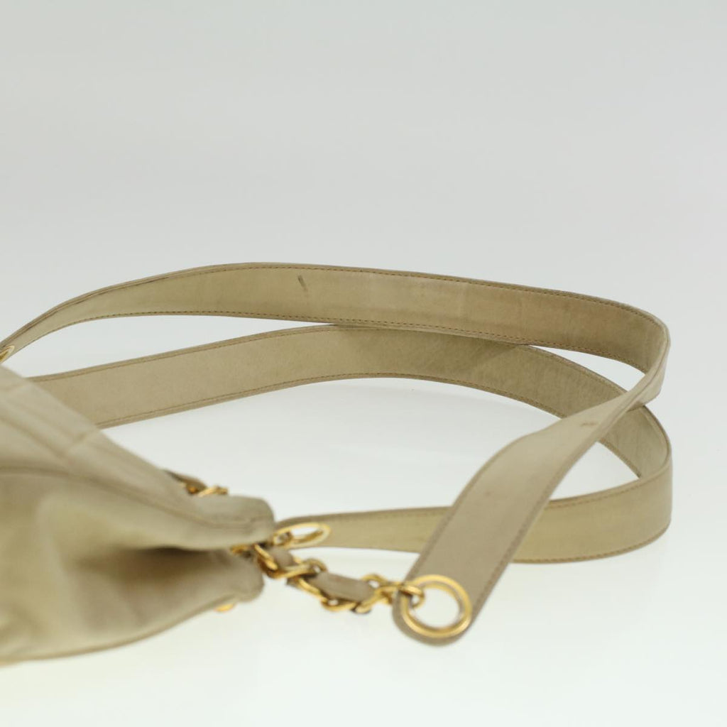 CHANEL Matelasse Chain Shoulder Bag Lamb Skin Beige CC  bs4338