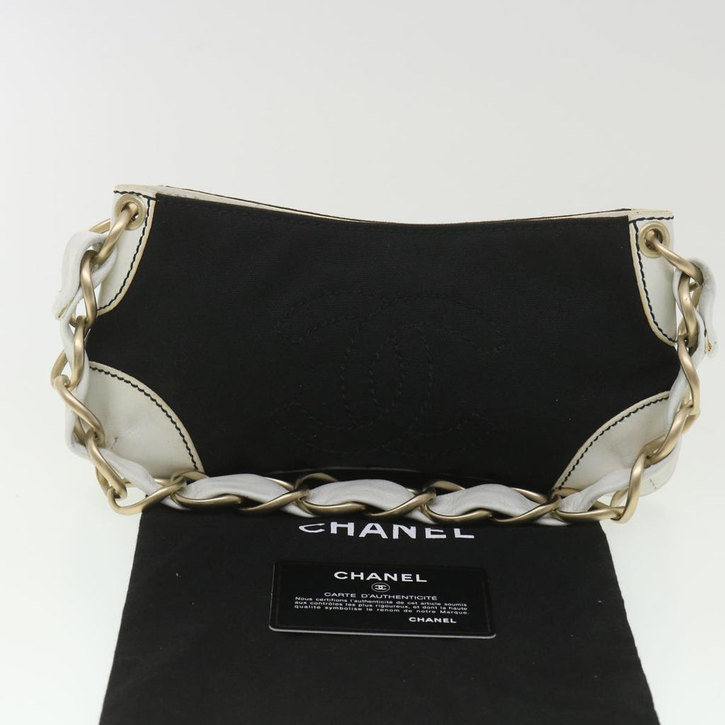 CHANEL Shoulder Bag Canvas Black CC  bs4514