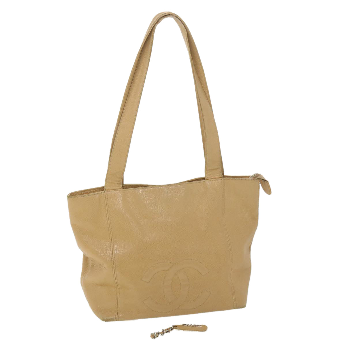 CHANEL Tote Bag Caviar Skin Beige CC  bs4522