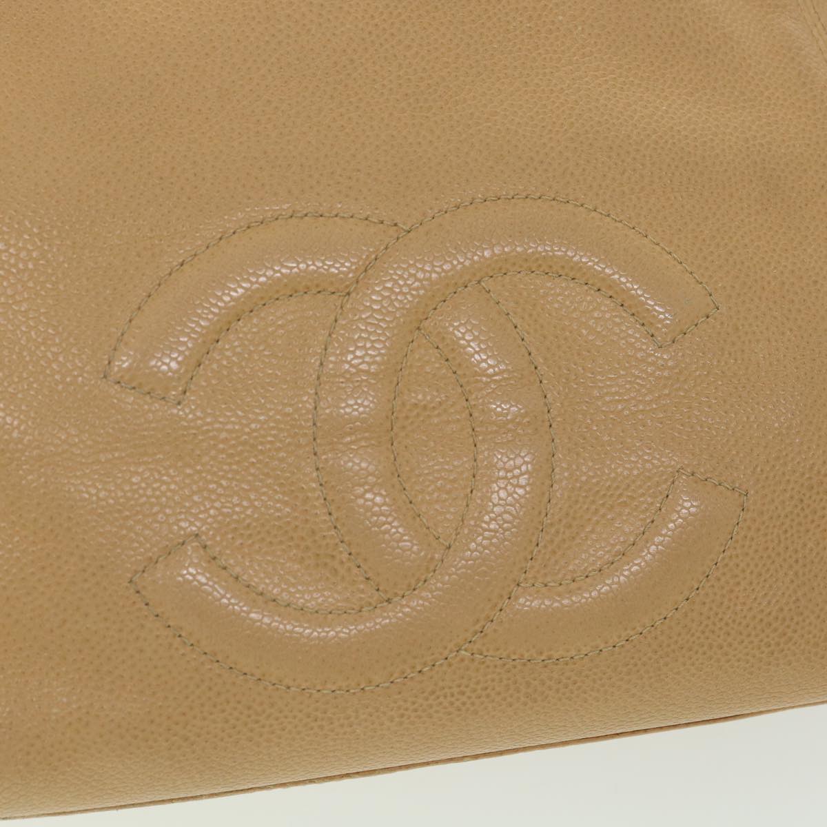 CHANEL Tote Bag Caviar Skin Beige CC  bs4522