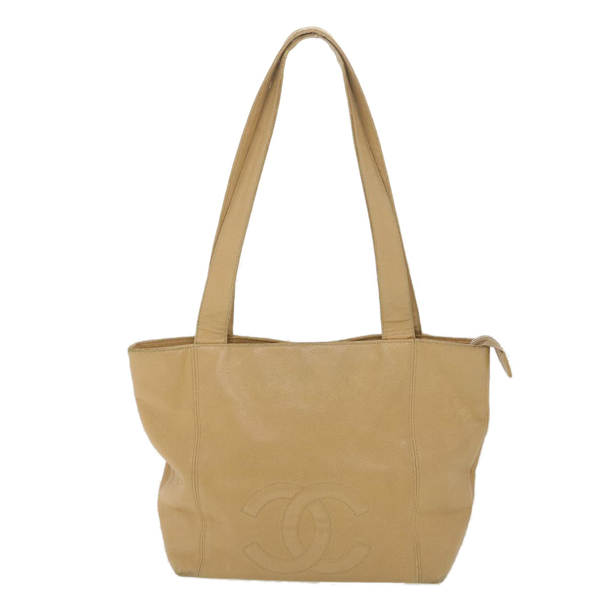 CHANEL Tote Bag Caviar Skin Beige CC  bs4522