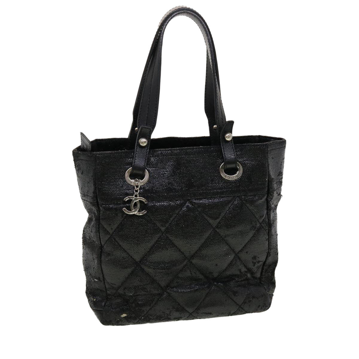 CHANEL Shoulder Bag Coated Canvas Black CC  bs5228