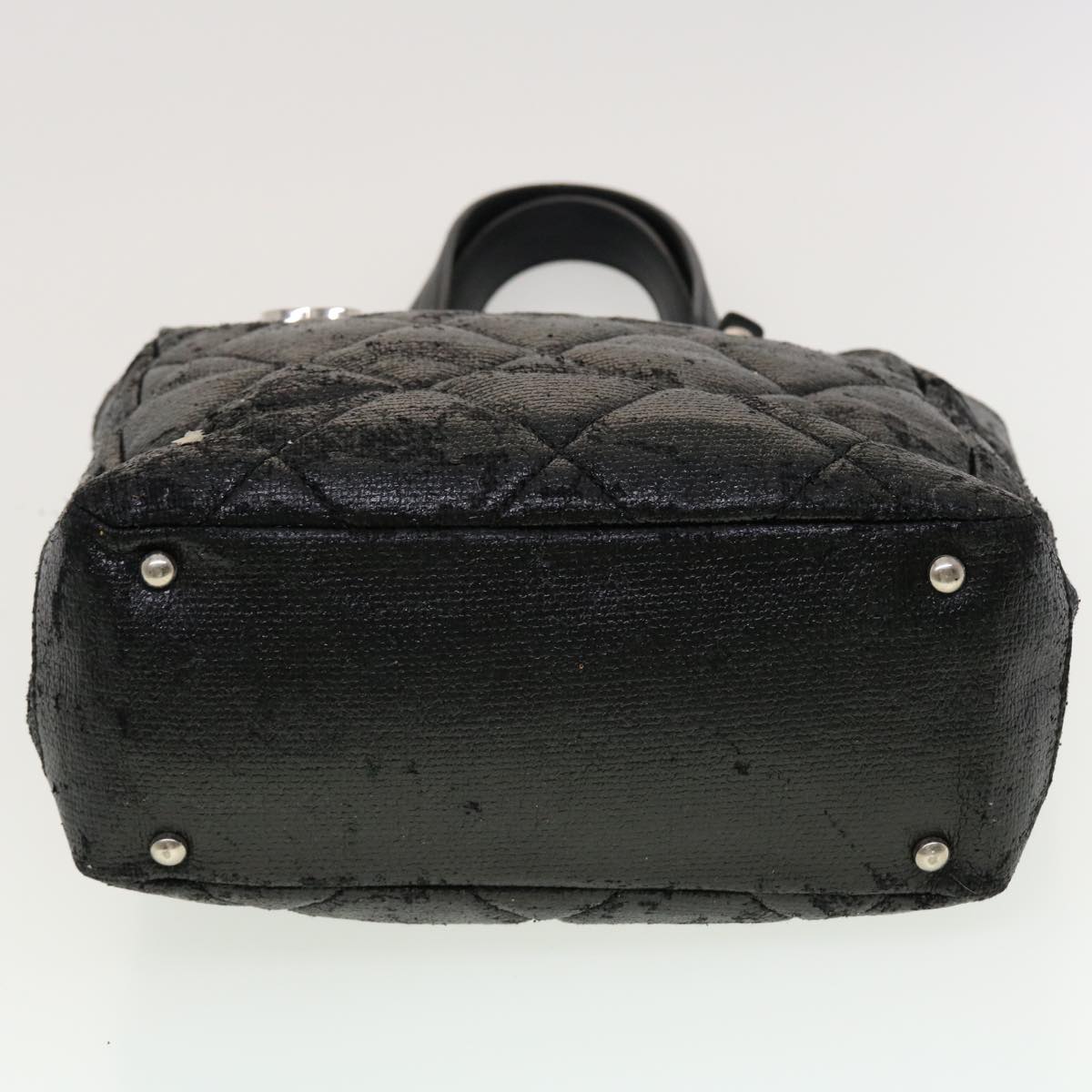 CHANEL Shoulder Bag Coated Canvas Black CC  bs5228
