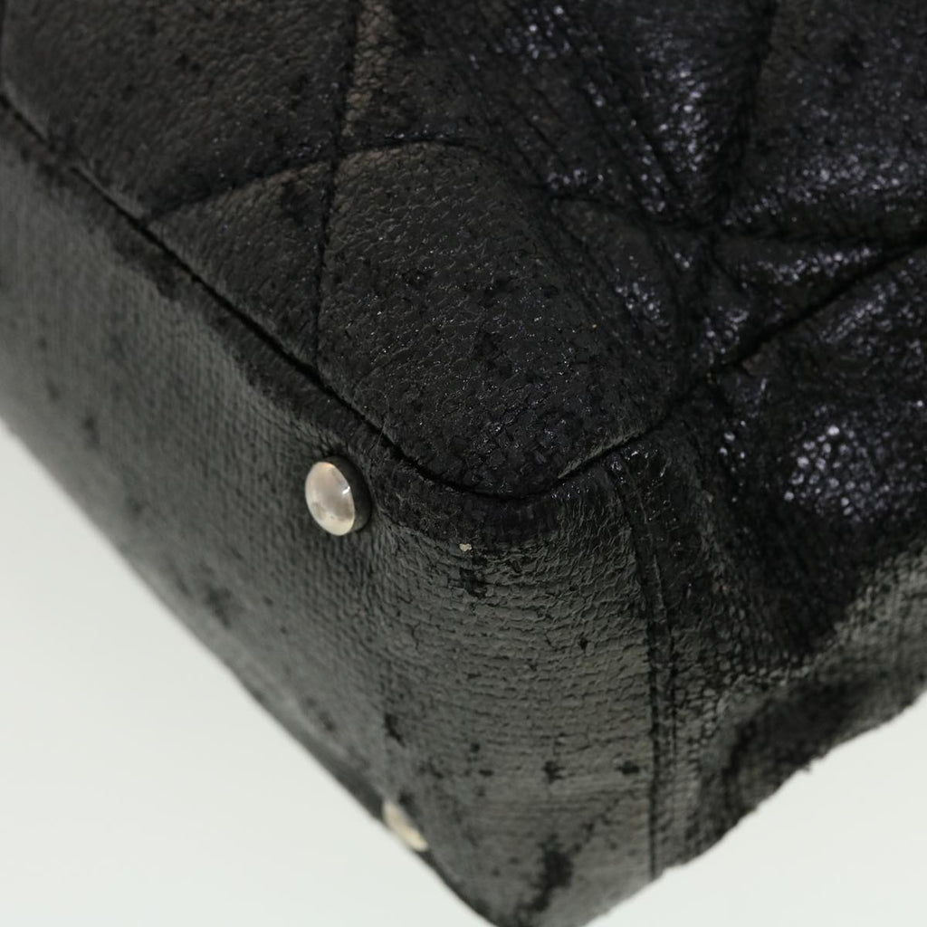 CHANEL Shoulder Bag Coated Canvas Black CC  bs5228