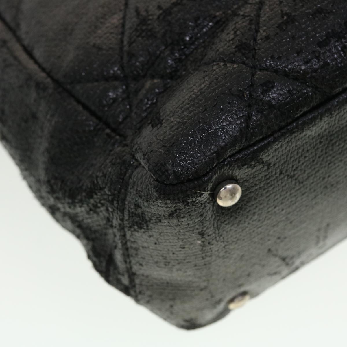 CHANEL Shoulder Bag Coated Canvas Black CC  bs5228