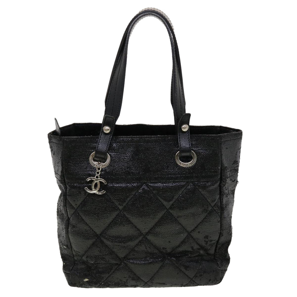 CHANEL Shoulder Bag Coated Canvas Black CC  bs5228