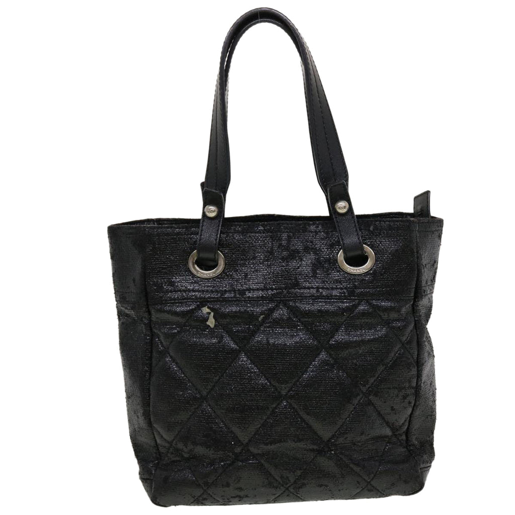 CHANEL Shoulder Bag Coated Canvas Black CC  bs5228