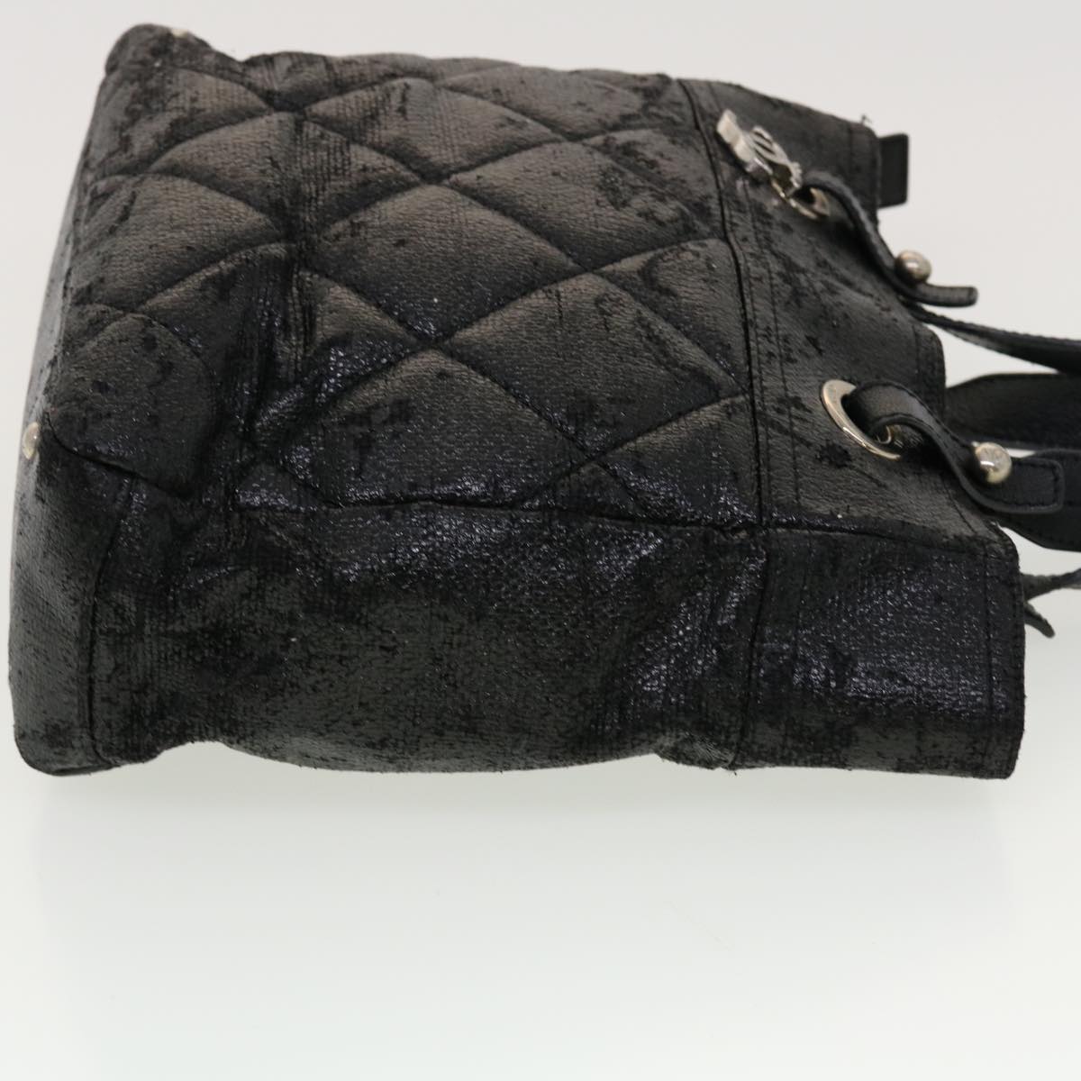 CHANEL Shoulder Bag Coated Canvas Black CC  bs5228
