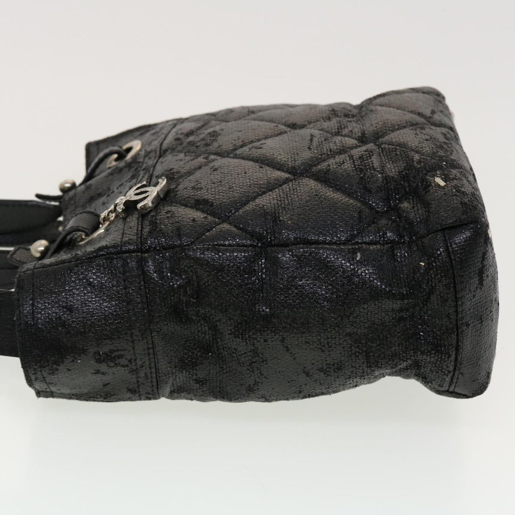 CHANEL Shoulder Bag Coated Canvas Black CC  bs5228