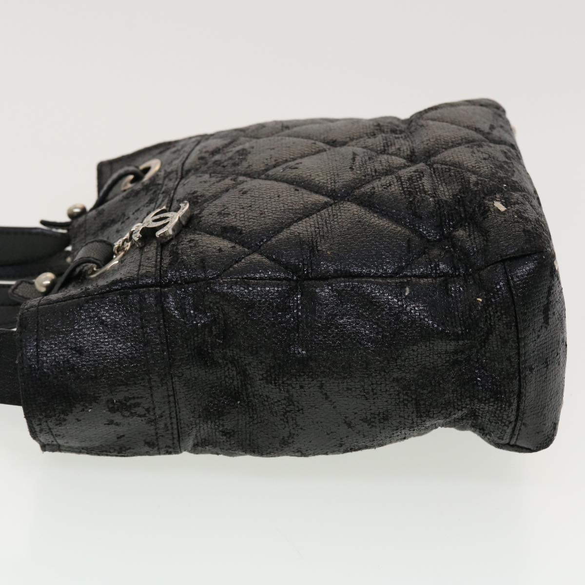 CHANEL Shoulder Bag Coated Canvas Black CC  bs5228