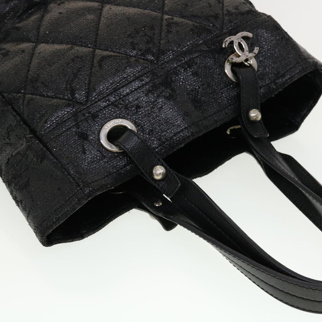 CHANEL Shoulder Bag Coated Canvas Black CC  bs5228