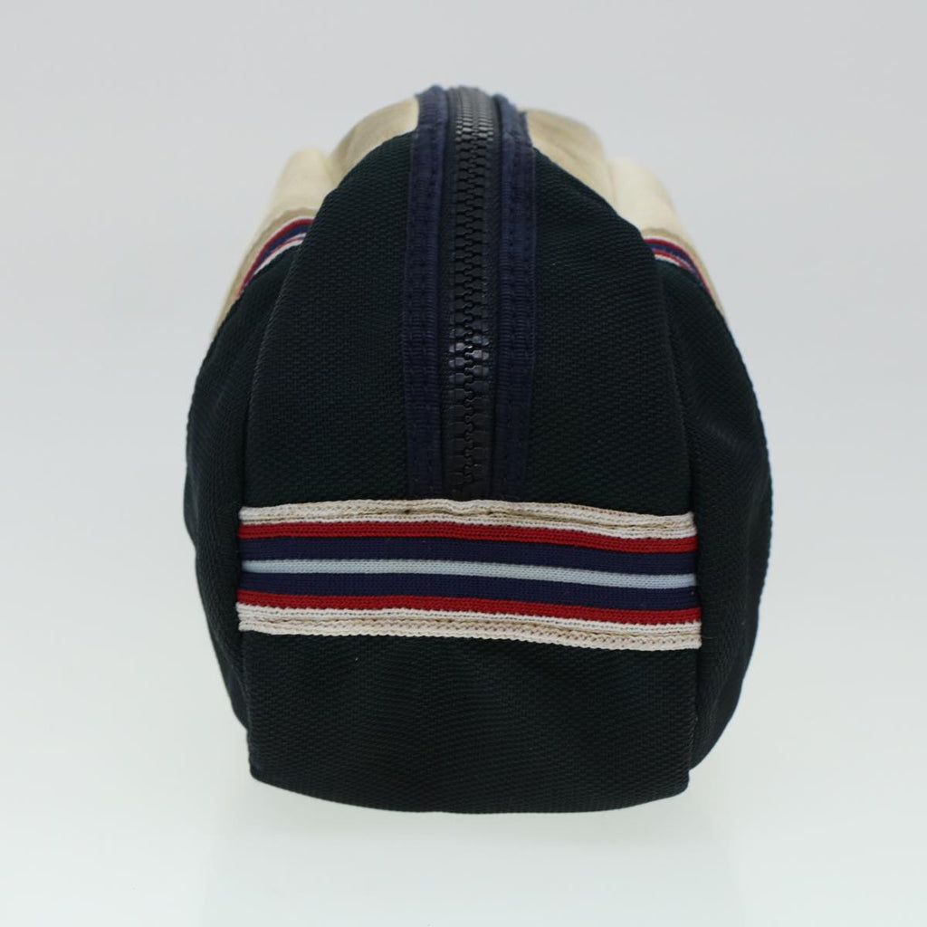 CHANEL Clutch Bag Canvas White Navy CC  bs5370