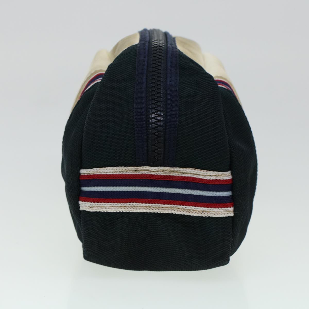 CHANEL Clutch Bag Canvas White Navy CC  bs5370